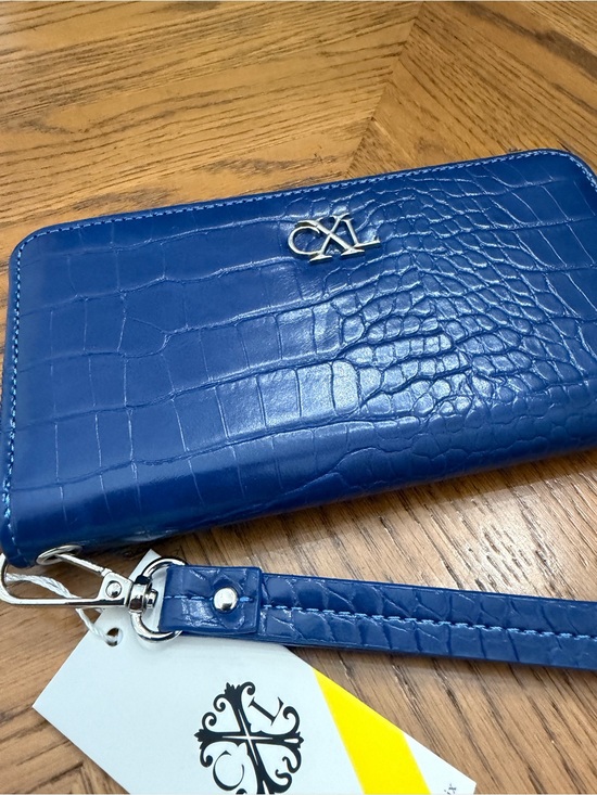 Christian Lacroix Handbags - Blue Croc-Embossed Christian LaCroix Wristlet Wallet